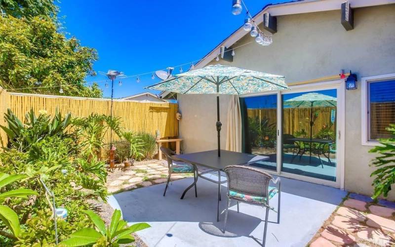 Large patio with bamboo surround for privacy