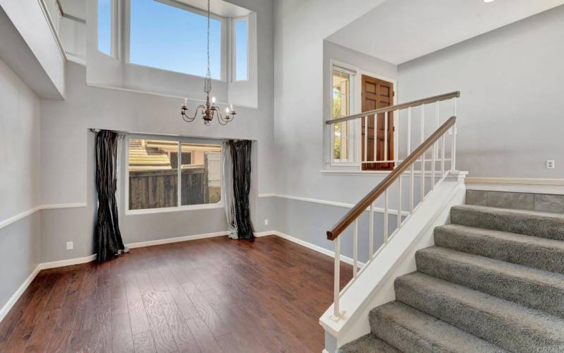 Beautiful big windows and a vaulted ceiling letting in lots of natural light