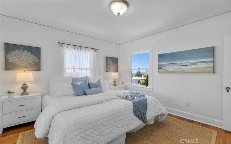 Main bedroom with view of the Vincent Thomas bridge