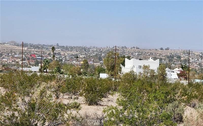 Close up of neighbor's house and town