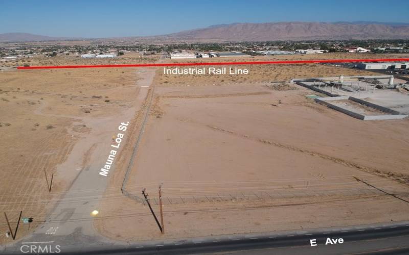 View East of the property showing the Hesperia Industrial Served Rail Line.