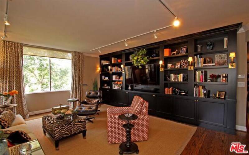 Living Room with Custom Bookshelves