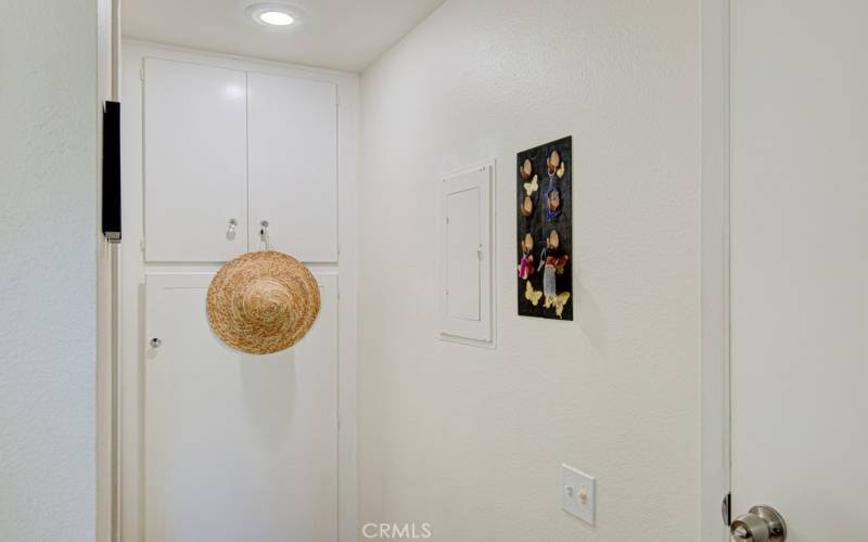 Closet in the hall is for storage and the water heater.