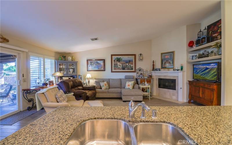 Kitchen island and sink.