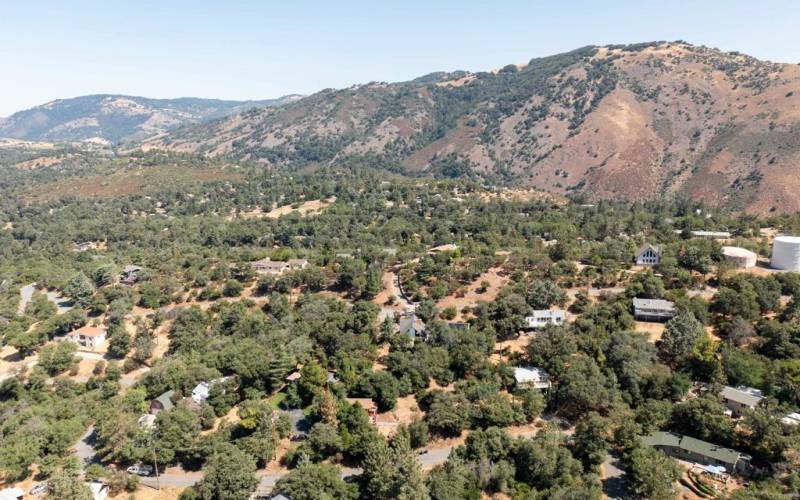 Aerial of home & mountains