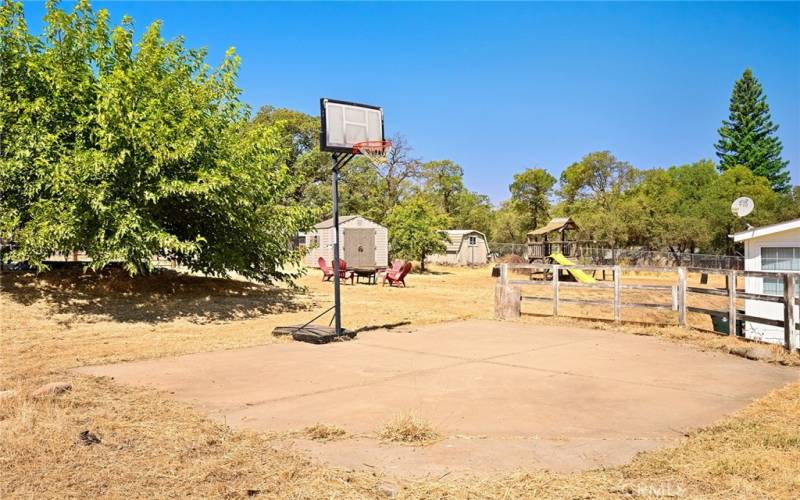 Cement bad, currently being utilized for basketball