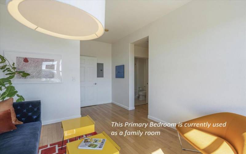 Primary Bedroom is currently used as a family room.