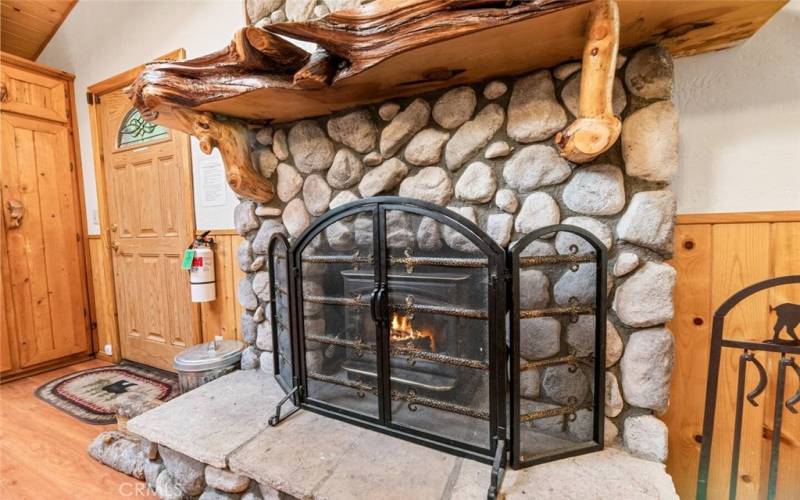 River Rock Fireplace really makes a statement