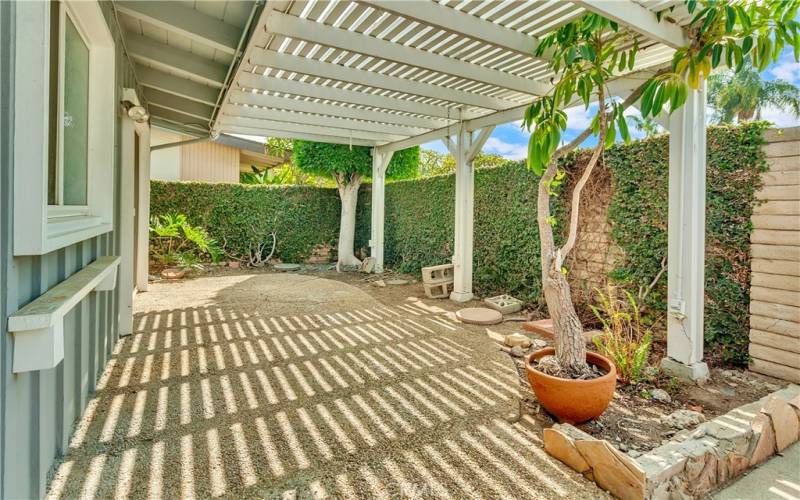 Shaded front patio.