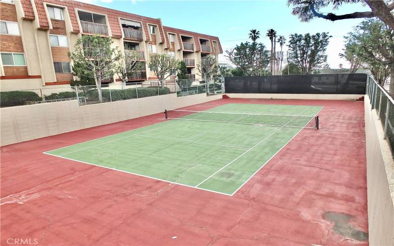 Tennis court with plans in the works to add pickle ball markings!