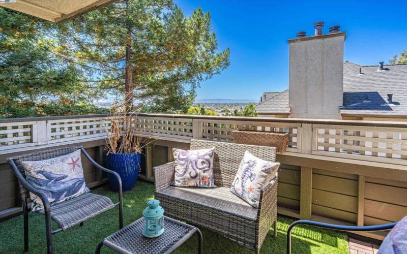 Relaxing patio with views of the bay!