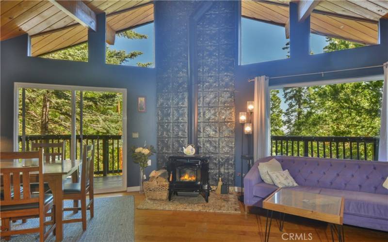 Living Room with wood burning stove