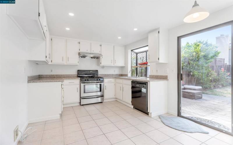 Kitchen with sliding door