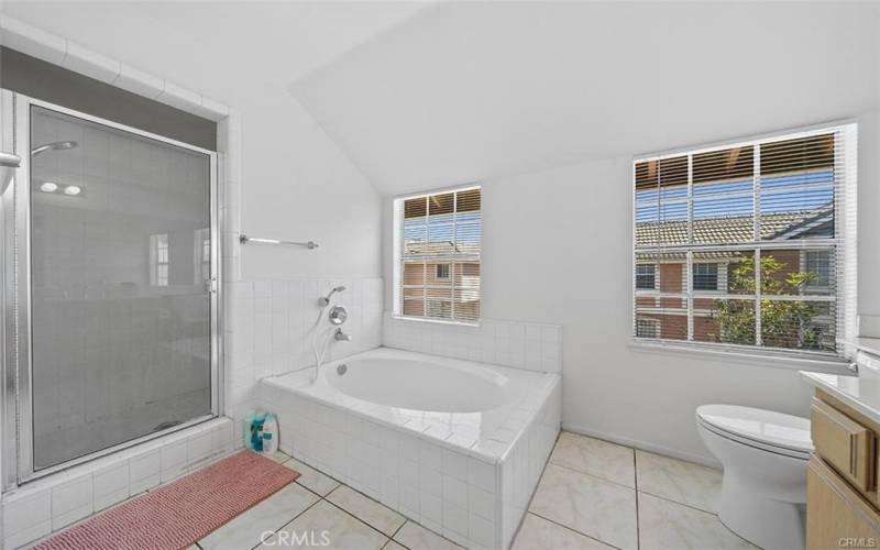 soaking tub & walk-in shower