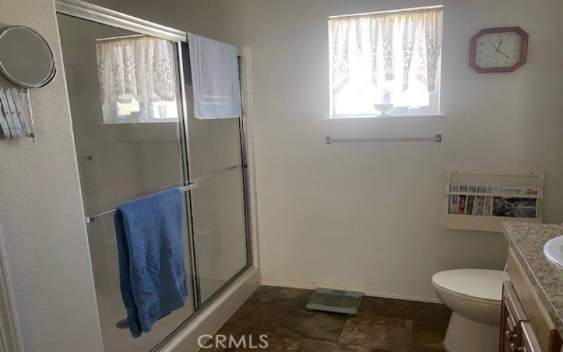 Master bathroom with shower.