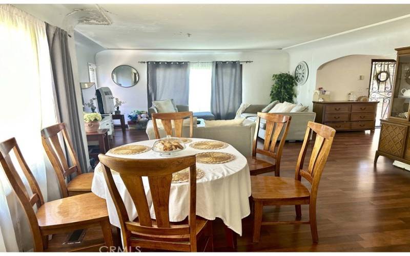 Dining area and living room