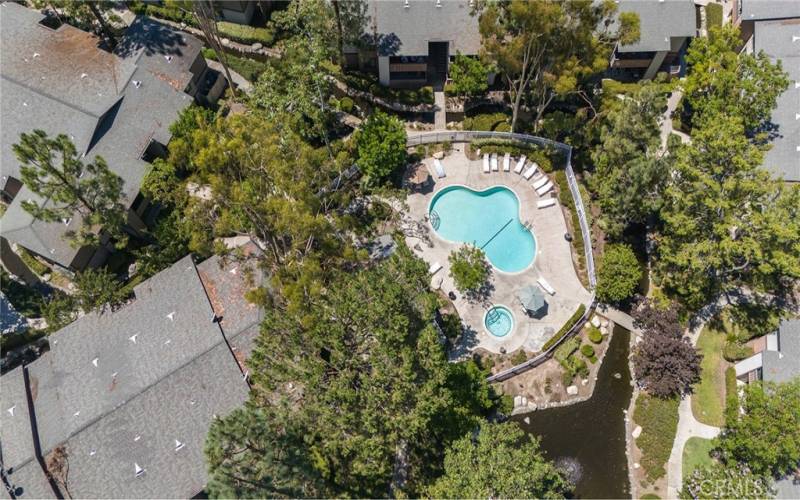 Aerial view of pool.