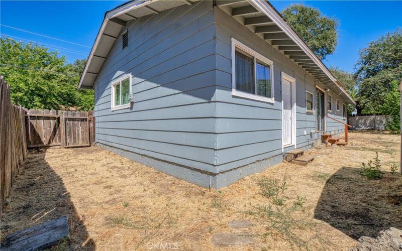 Spacious fenced backed yard.