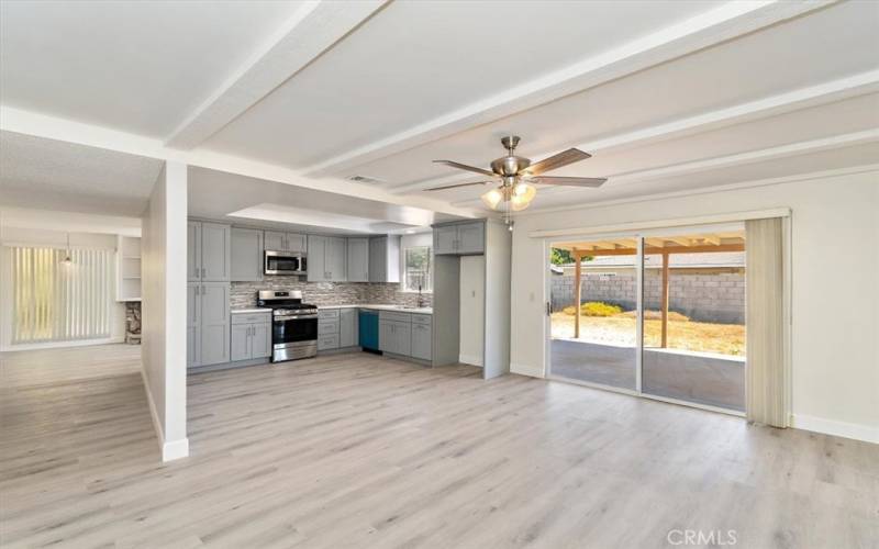 Open kitchen-family room concept.