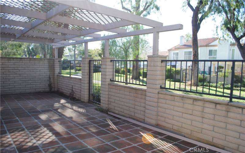 Rear patio with direct access to walking trails.