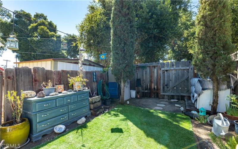 Fenced studio yard.