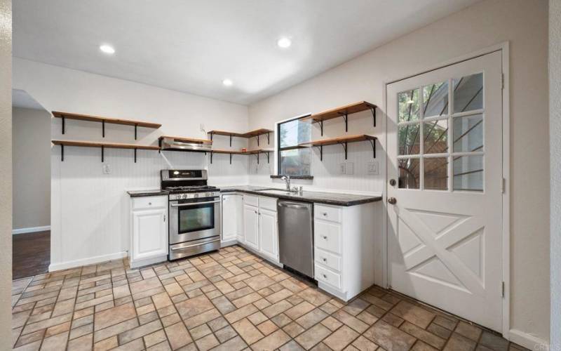 Kitchen with Modern Open Shelf Storage