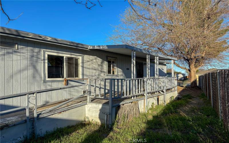 Back porch covered with ramp