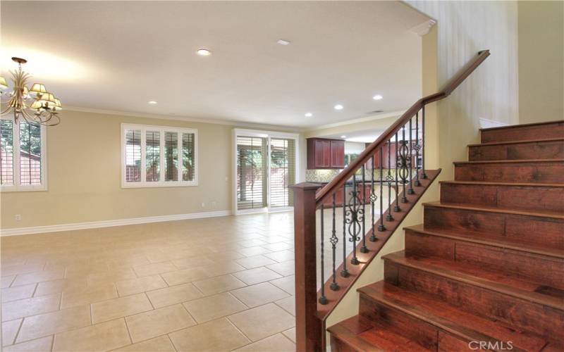 Back living room/kitchen and staircase.