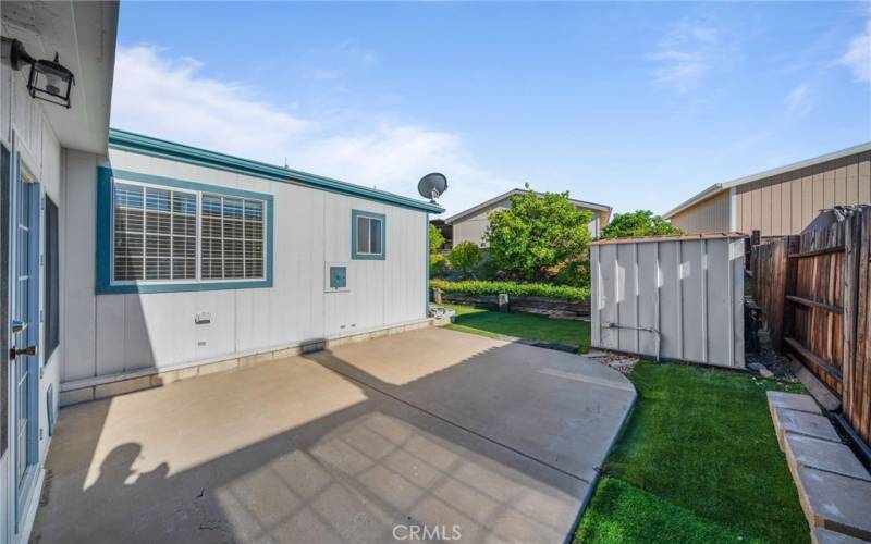 back patio and storage shed