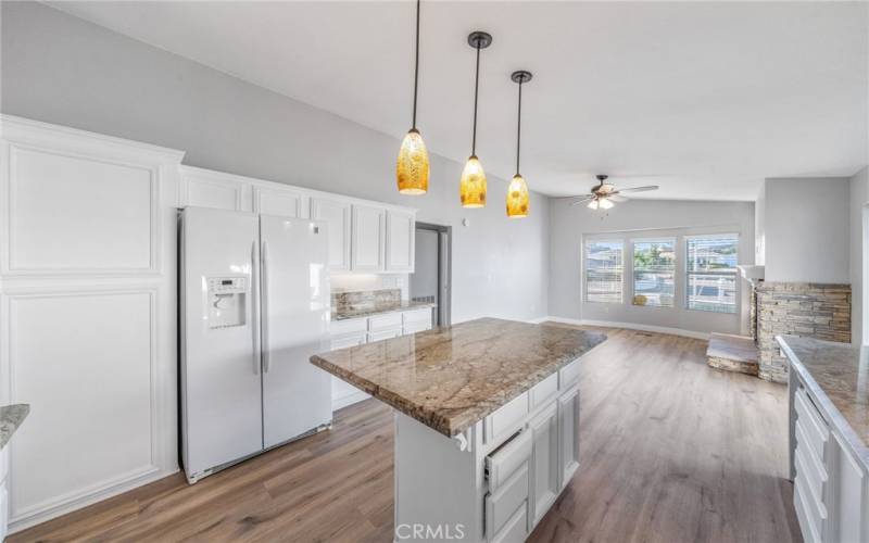 Kitchen island and open floor plan