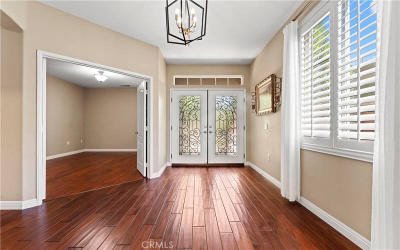 Foyer Entry, Beautiful Double Doors, Looking to Office-Den with Double Door Entry