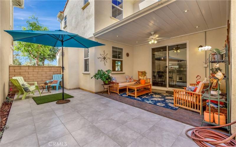 Patio space off of the kitchen with alfresco dining space