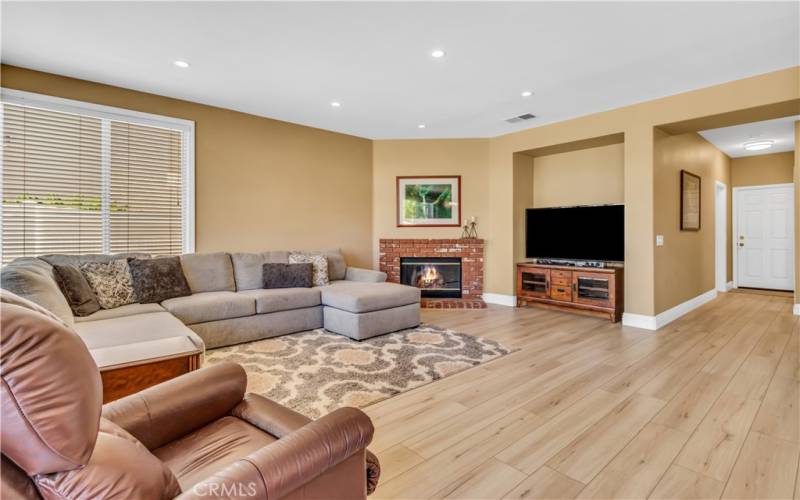 Family room with cozy fireplace