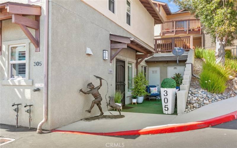 Private Patio with storage closet and water heater closet