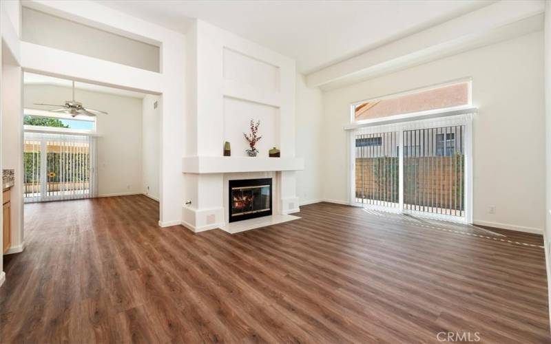 Living room with a fireplace