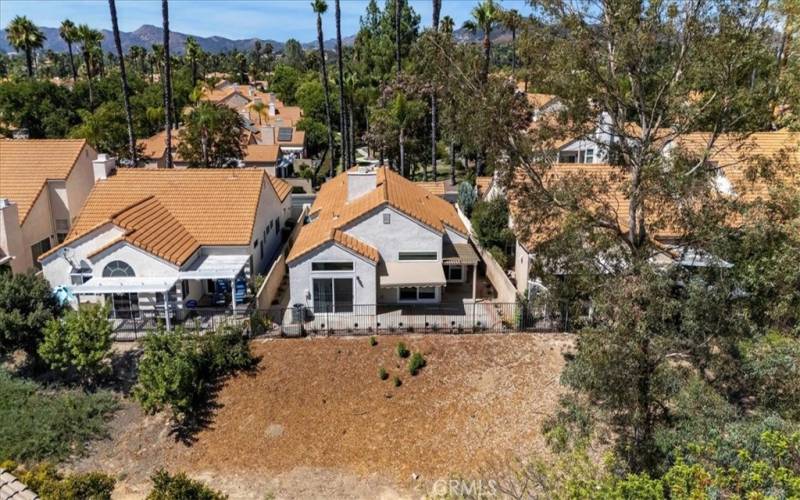 Aerial view of the rear of home