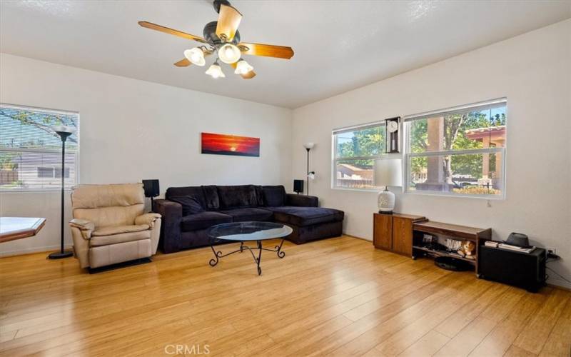 Open Living area with Bamboo flooring