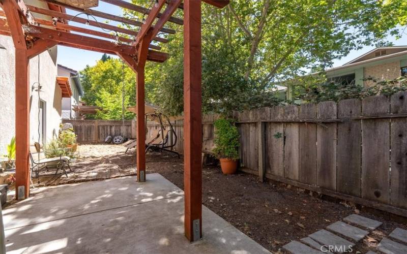 Private backyard with access to side street