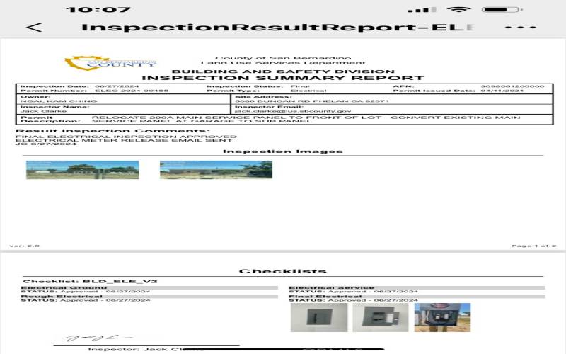 B&S Inspection Summary