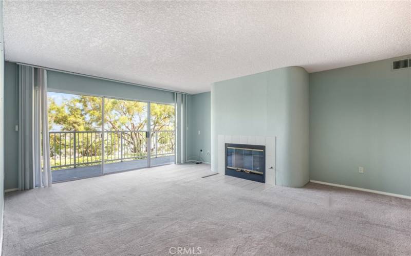 Living area with fireplace