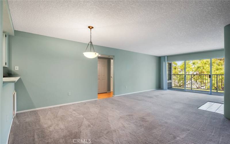 Living area with sliding glass doors