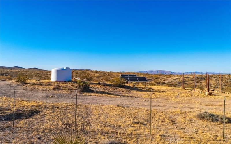 Water tank and solar panels