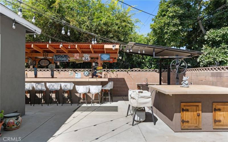 View of custom made bar and bbq