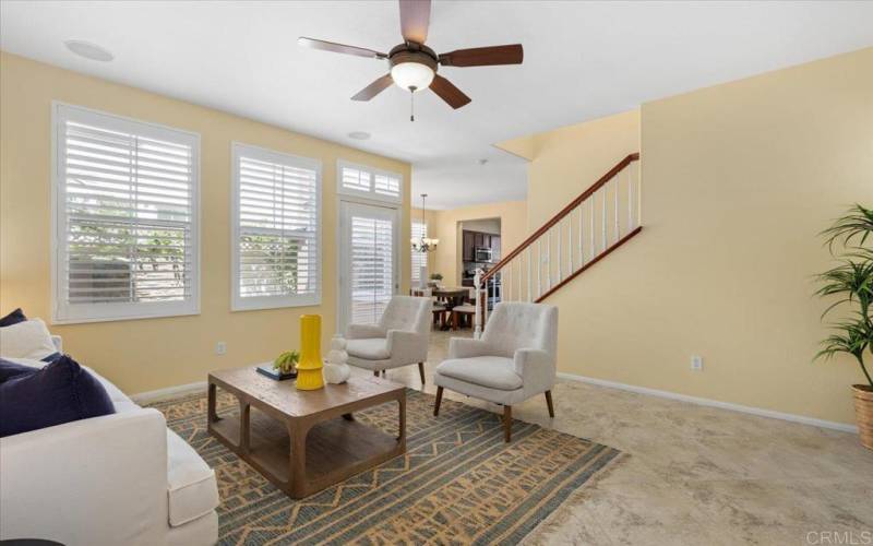 From living room is staircase to open & spacious loft