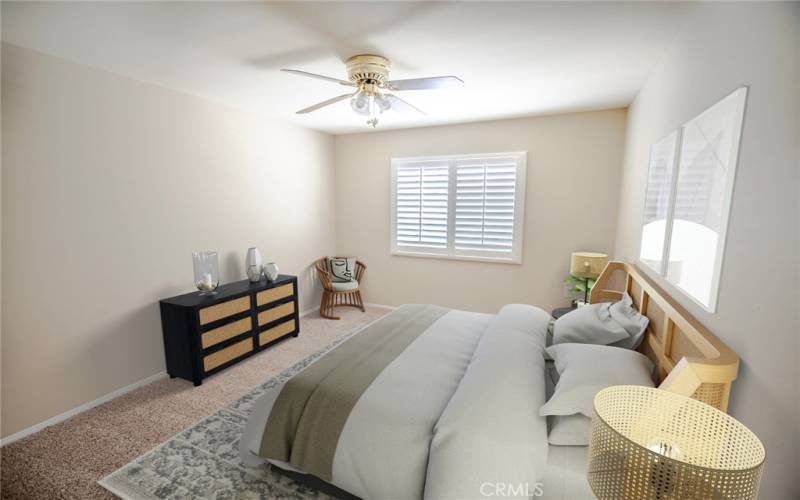 Virtually Staged Upstairs Bedroom