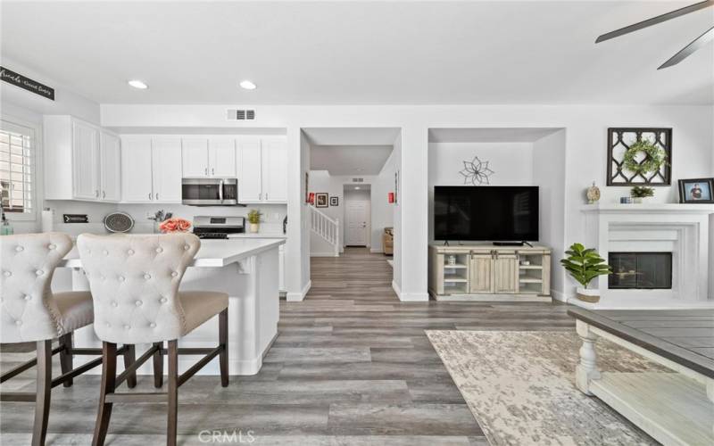 Kitchen open to living room