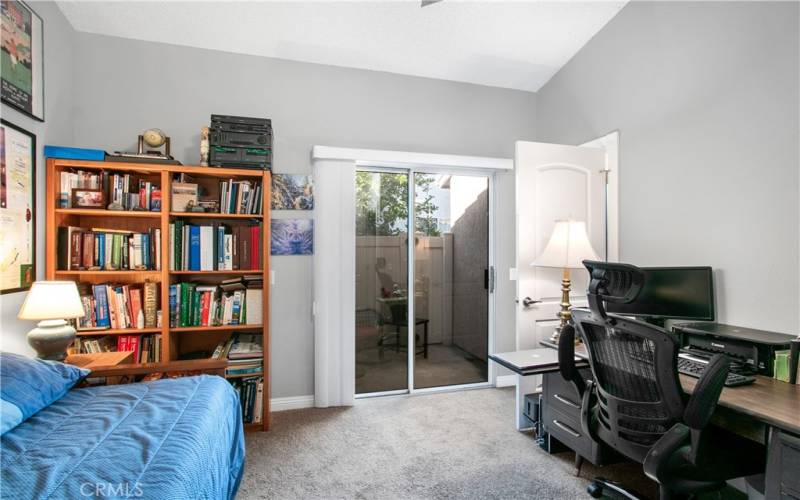 Guest bedroom has a door to the guest bathroom