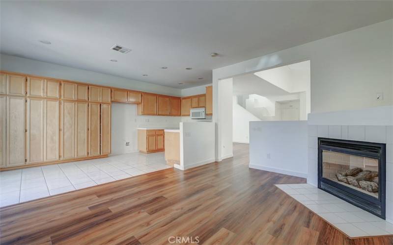 Family room adjacent to open kitchen.