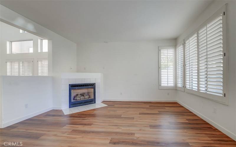 Family with fireplace.