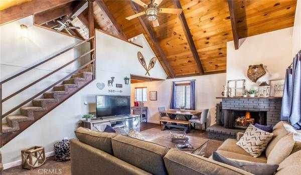 Vaulted ceilings with beautiful wood beams!